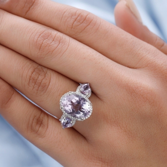 Genuine Rose De France Amethyst Ring in Platinum/925 Sz 6. New! - Picture 4 of 11